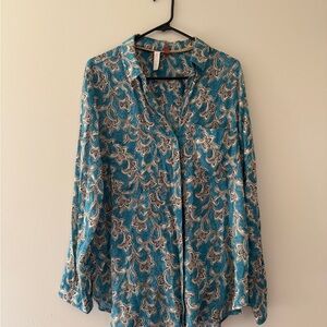 Pilcru Blue Relaxed Long Sleeve Button Down Shirt